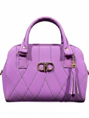 Purple Quilted Tassel Satchel Handbag